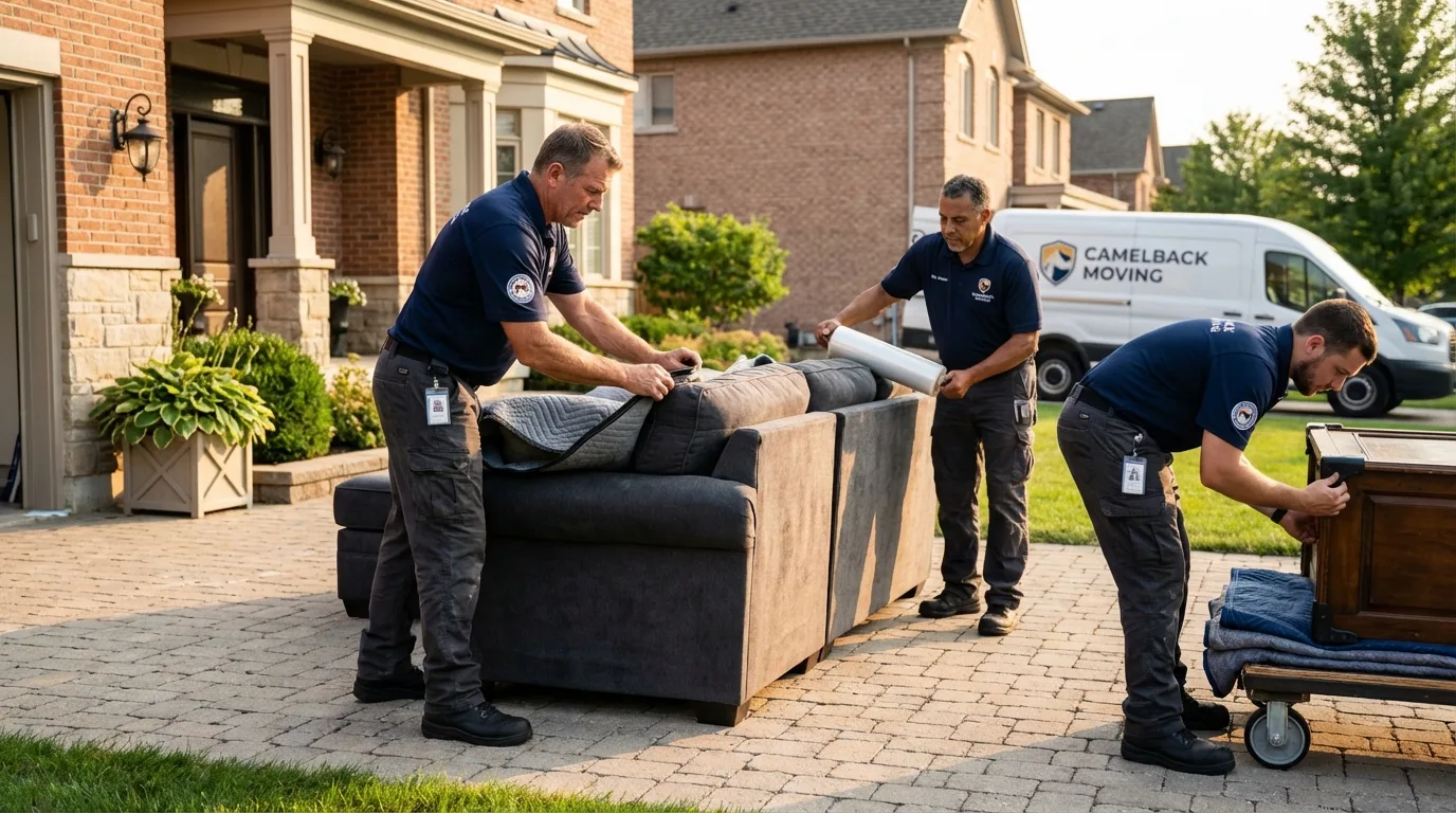 Large estate moving crew wrapping furniture in Saint Ann, MO